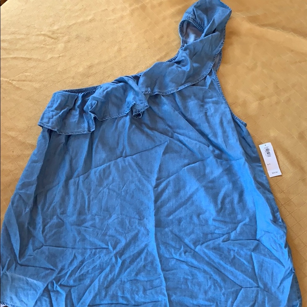 Blue off the shoulder shirt